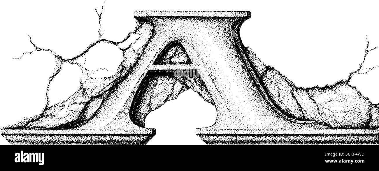 Symbole anarchiste gravé au pochoir sur une surface fissurée pour l'art urbain et les thèmes de protestation. Illustration de Vecteur