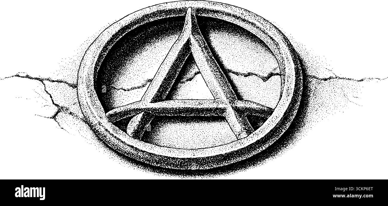 Symbole anarchiste peinture au pistolet art sur surface fissurée pour le design urbain et l'expression. Illustration de Vecteur