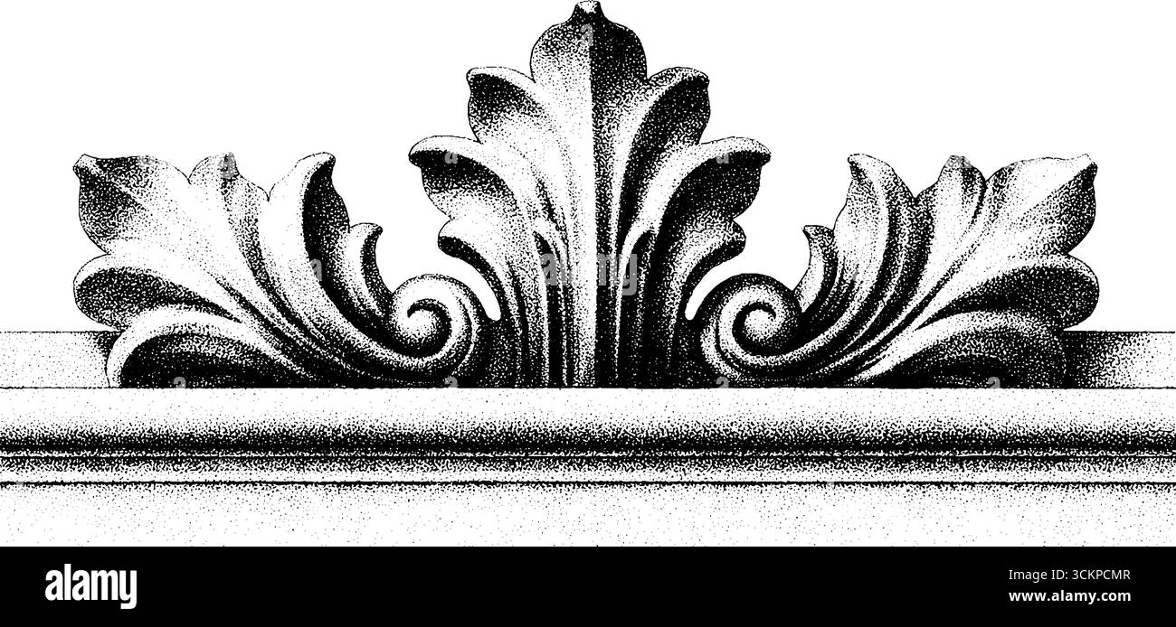 Frise néoclassique avec motif anthème en pointillés pour un décor artistique et architectural. Illustration de Vecteur