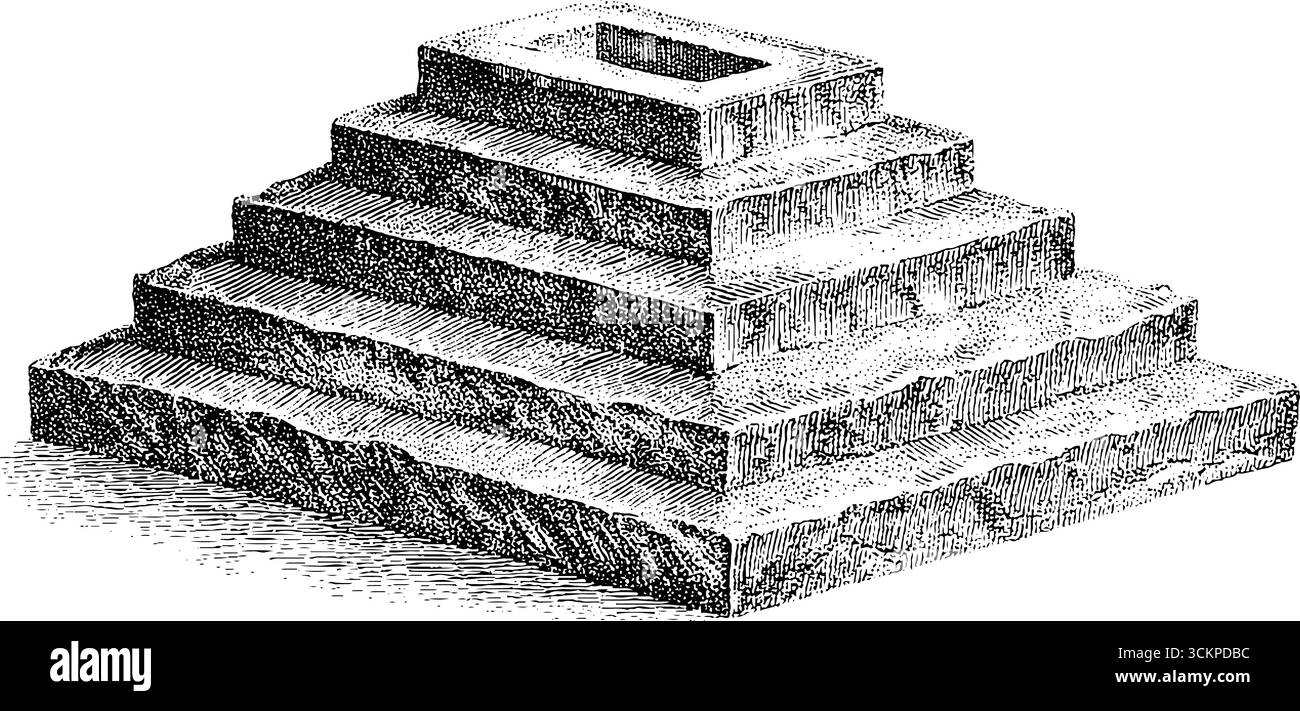 Silhouette pyramidale monochrome avec conception de bloc 3D pour l'inspiration architecturale. Illustration de Vecteur