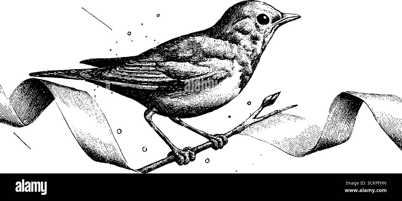 Oiseau abstrait élégant sur la branche avec conception de ruban fluide pour les projets d'art. Illustration de Vecteur Oiseau abstrait élégant sur la branche avec conception de ruban fluide pour les projets d'art. Illustration de Vecteur