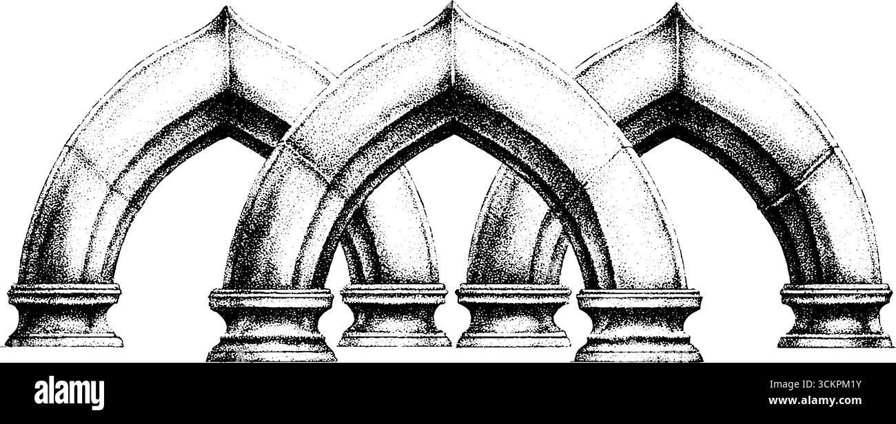 Arcs de contrefort volants architecturaux détaillés pour des concepts de conception historiques. Illustration de Vecteur