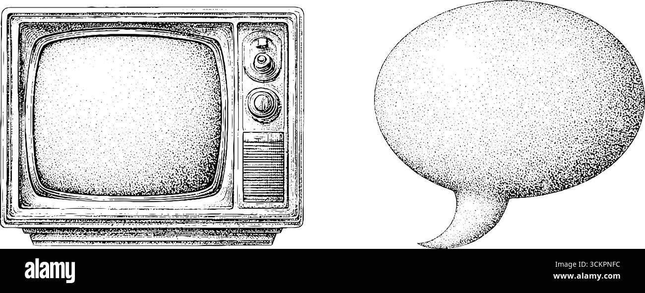 Design vintage de télévision et de disque vinyle avec texture pointillée pour le thème rétro des médias. Illustration de Vecteur