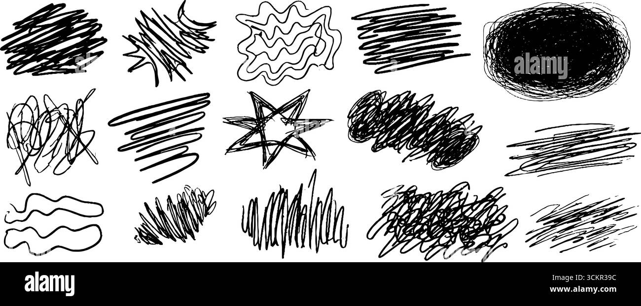 Collection abstraite de formes éclatées dessinées à la main pour des projets de design artistique. Illustration de Vecteur