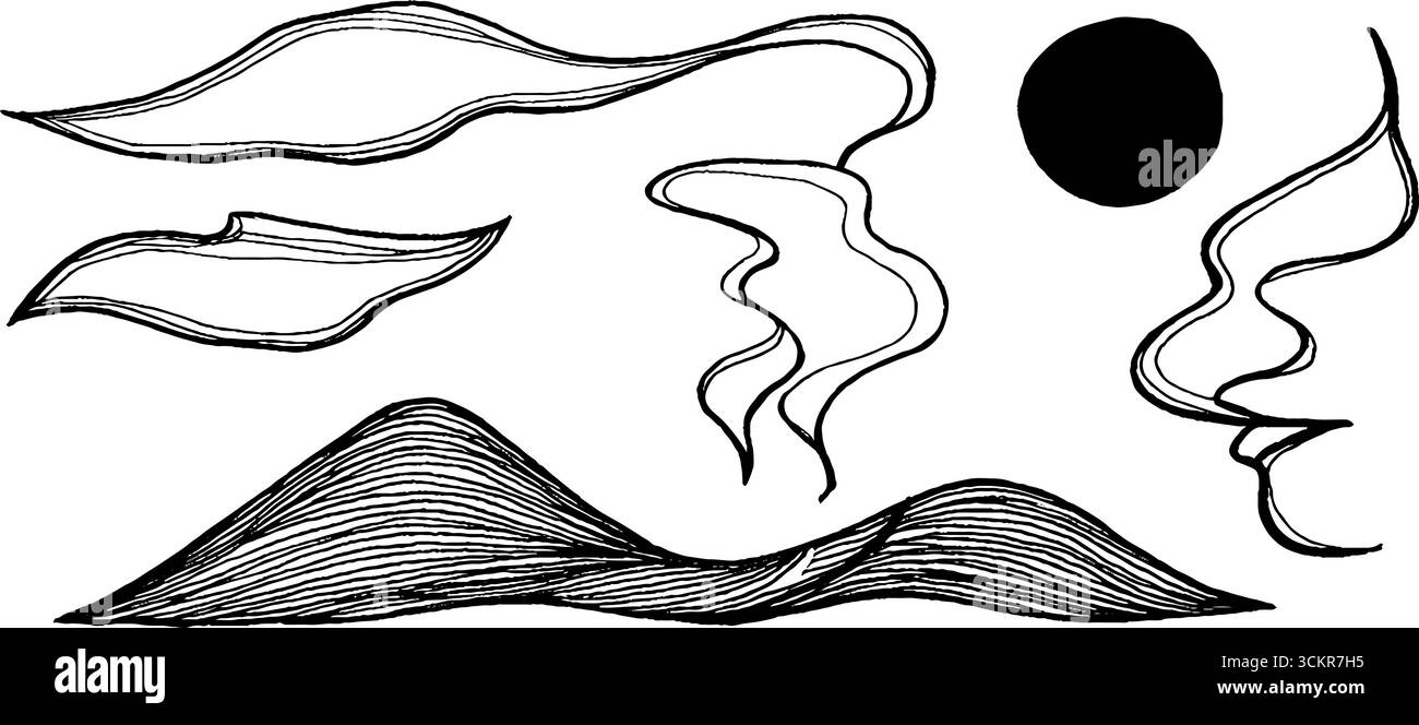 Ensemble d'illustrations au trait représentant une brume nocturne et des formes. Illustration de Vecteur Ensemble d'illustrations au trait représentant une brume nocturne et des formes. Illustration de Vecteur