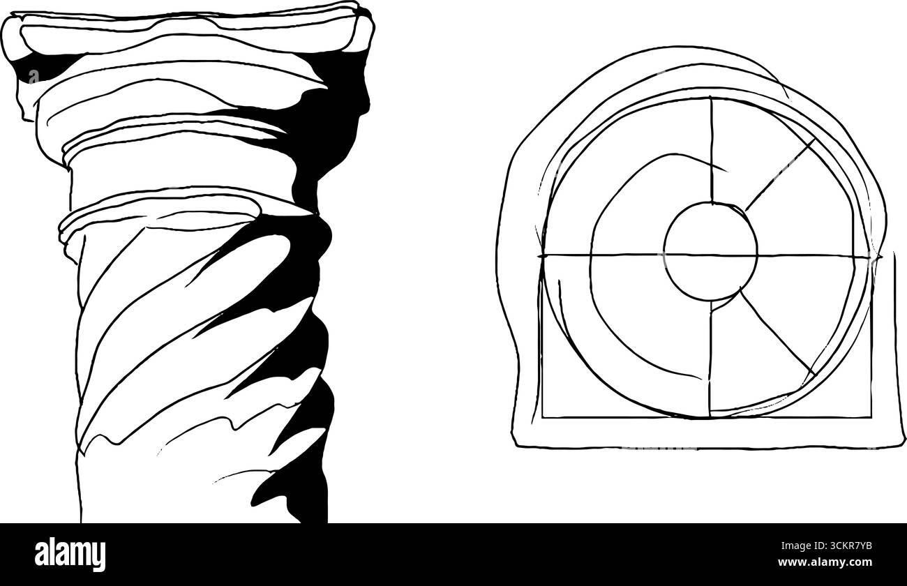 Art artistique au trait de colonne en spirale et détail architectural pour les projets de conception. Illustration de Vecteur