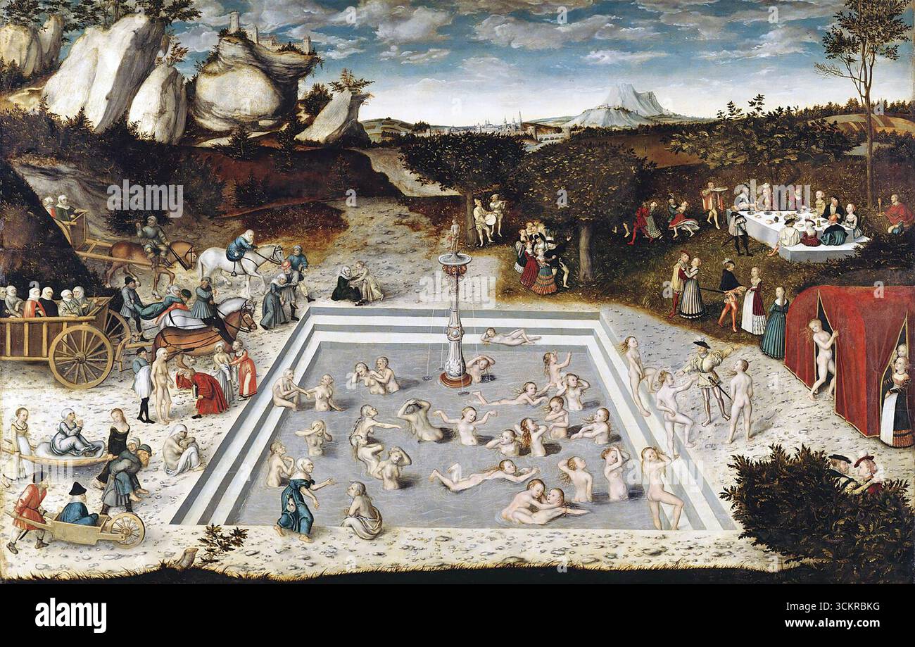 LA FONTAINE DE JEUNESSE peinte en 1546 par Lucas Cranach l'ancien Banque D'Images