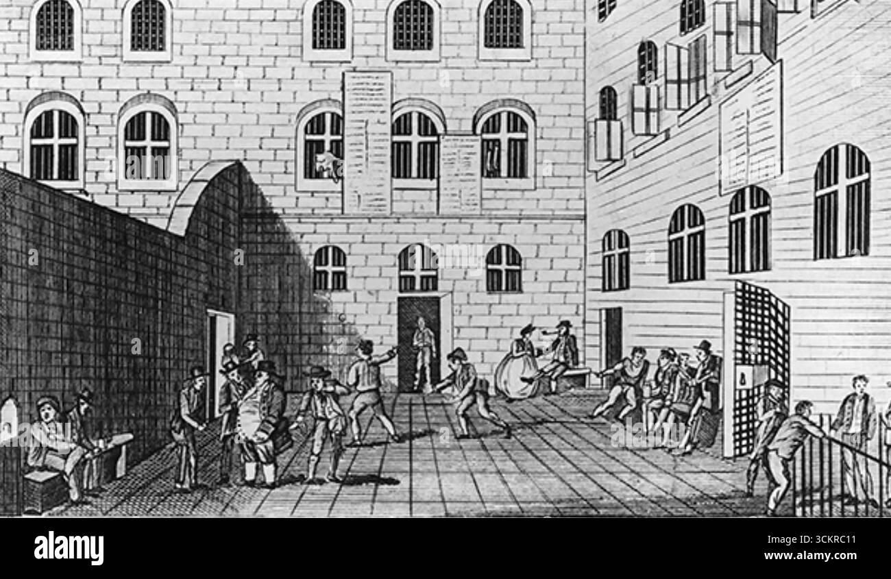 PRISON DE NEWGATE, Londres. Cour dans un tirage de 1809. Banque D'Images