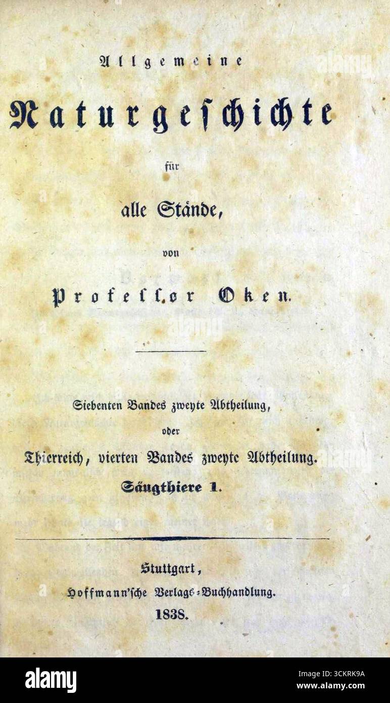 Oken, Lorenz – Thierreich, 1838 Banque D'Images