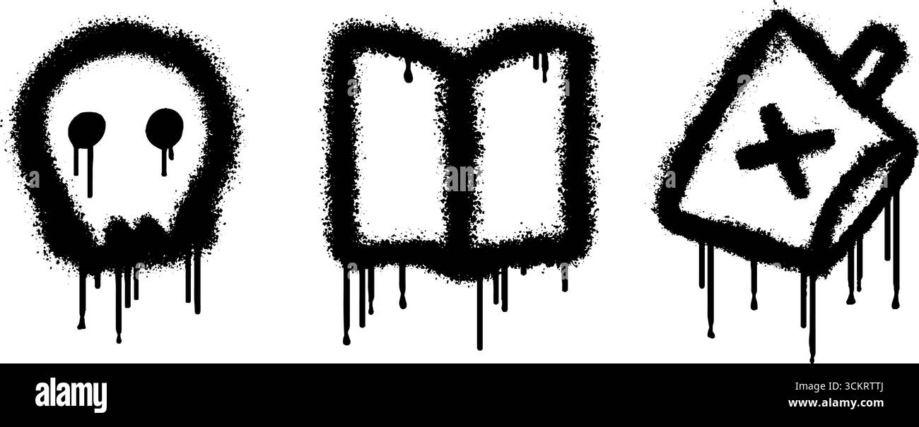 Collection de symboles mystiques avec crâne, livre et motifs pyramidaux. Illustration de Vecteur