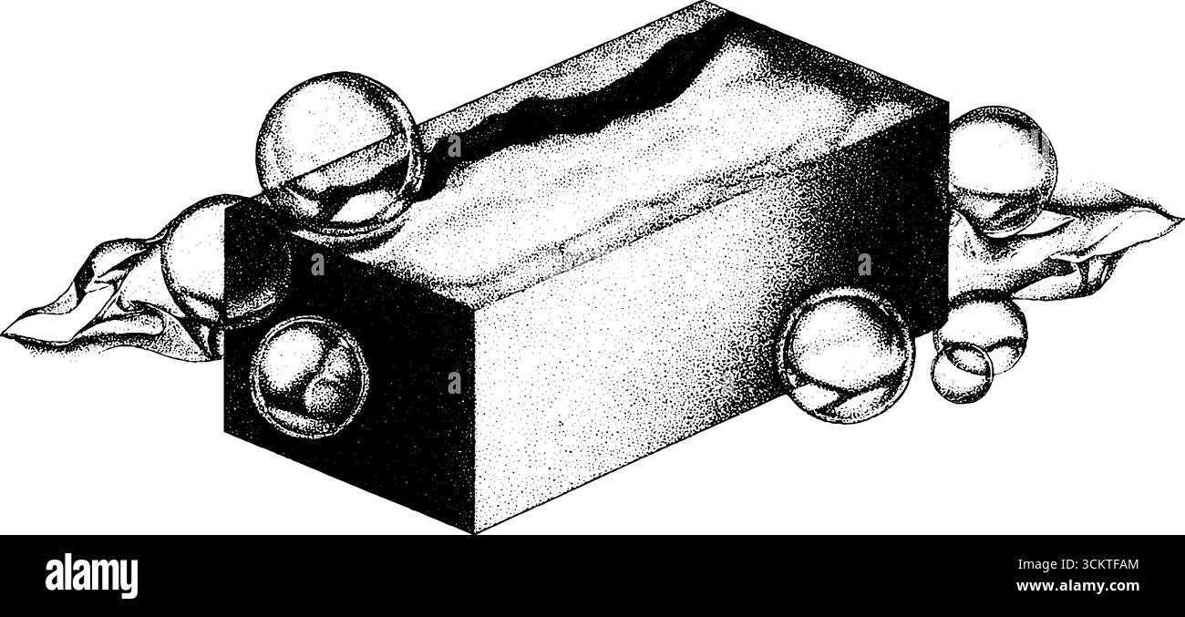 Barre de savon de style tatouage Dotwork et conception de bulles pour les projets créatifs. Illustration de Vecteur