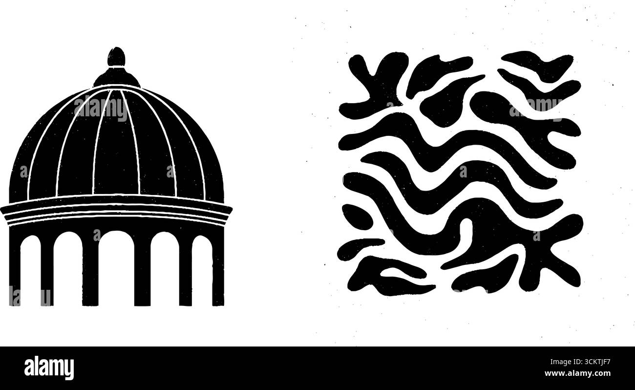 Dôme architectural et design de motif artistique avec corniche décorative contre le ciel. Illustration de Vecteur