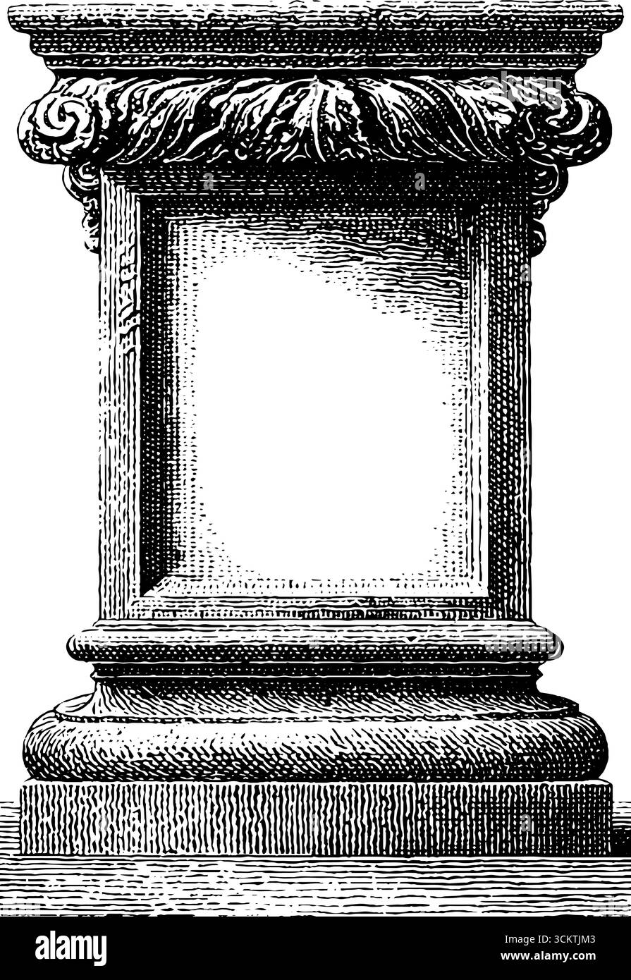 Pièce d'angle de style gravure vintage avec un design gravé orné pour les projets d'art décoratif. Illustration de Vecteur