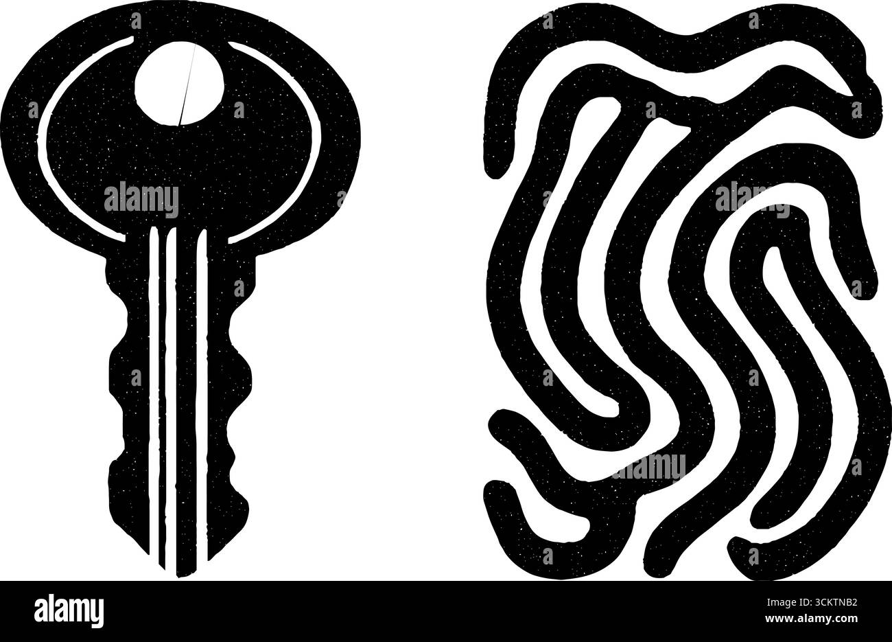 Design minimaliste noir et blanc de clé maison avec écharpe abstraite et motif de col de manteau. Illustration de Vecteur