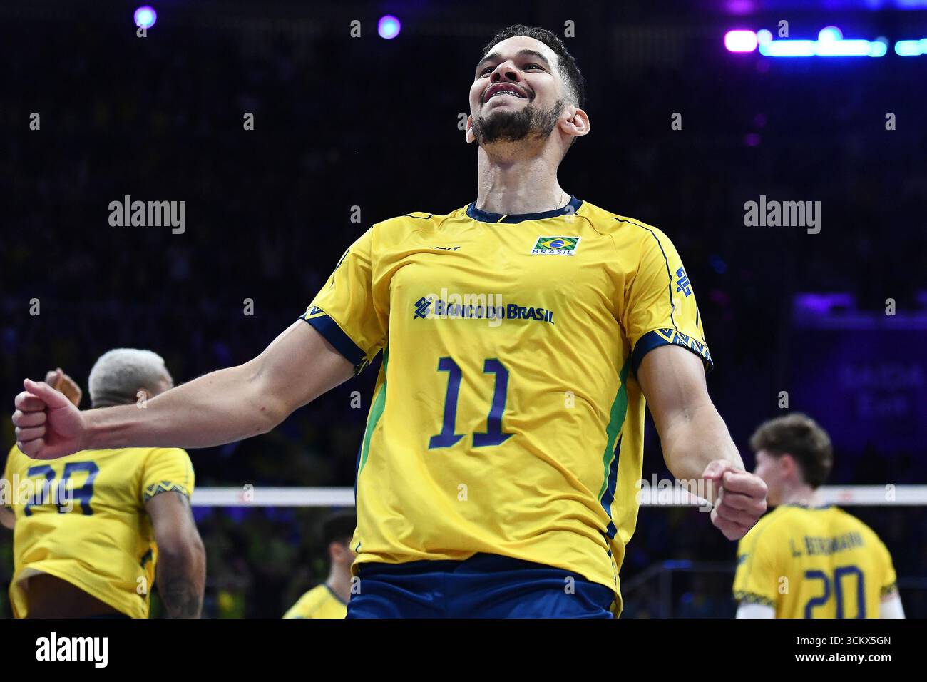 Rio de Janeiro, Brésil, 14 juin 2025 match entre l'Ukraine et le Brésil, pour la Ligue des Nations de volleyball masculin au stade Maracanazinho. Banque D'Images