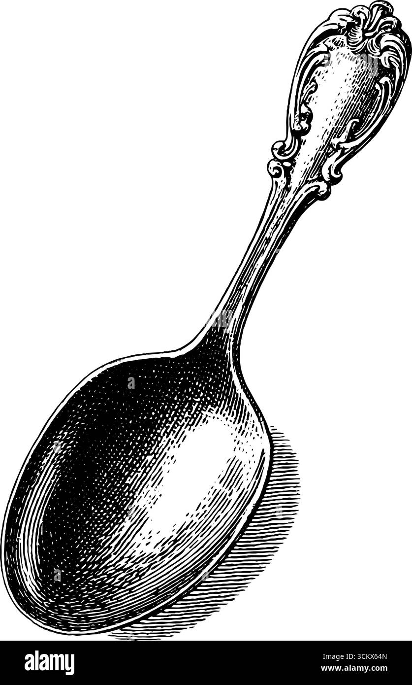 Cuillère de gravure vintage avec thème de la purée pour culinaire Illustration de Vecteur