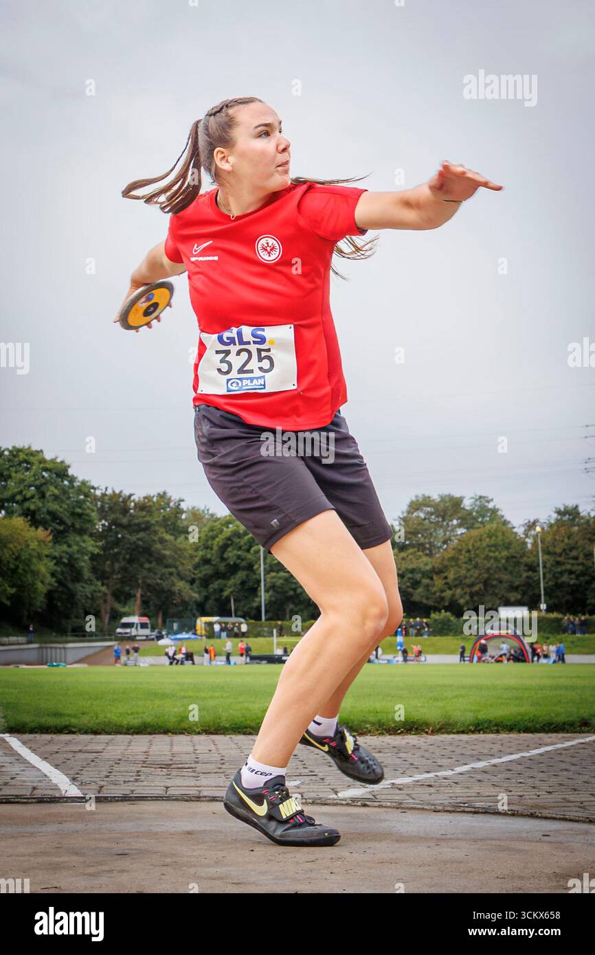 Julia Rress (Eintracht Frankfurt e.V.) ; Deutsche Team-Meisterschaften U16/U20 AM 13.09.2025 in der Fritz-Jacobi-Anlage, Leverkusen (Rhénanie du Nord-Westphalie). Banque D'Images