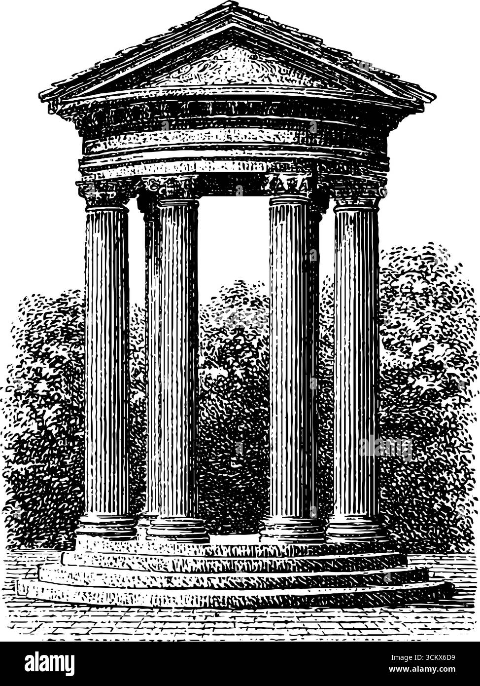 Entrée de portique en pierre vintage dans la conception de style gravure pour les projets architecturaux historiques. Illustration de Vecteur