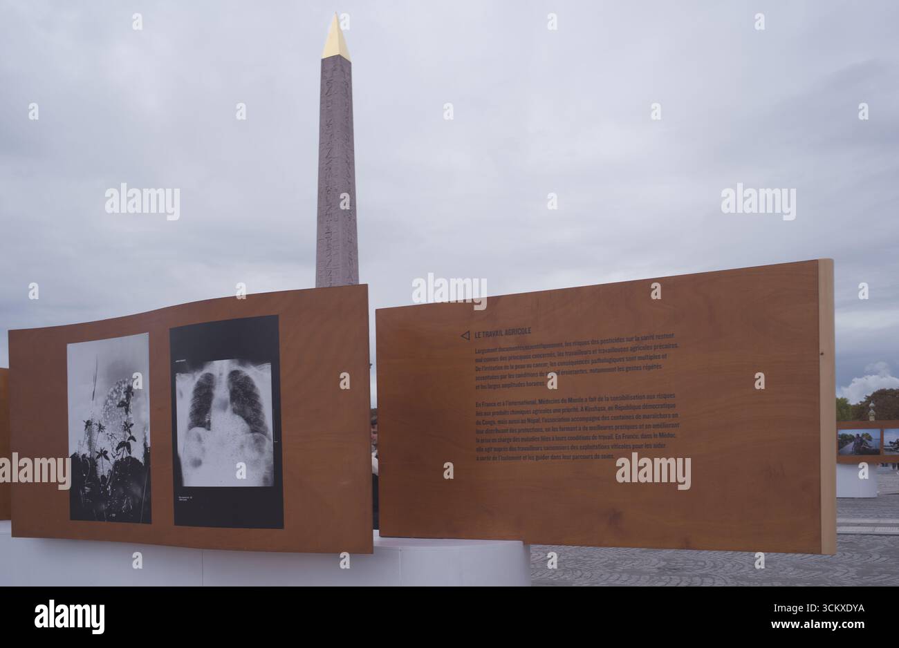 Exposition : PHOTOCLIMAT - Biennale sociale et environnementale de Paris place de la Concorde, Paris France. Banque D'Images