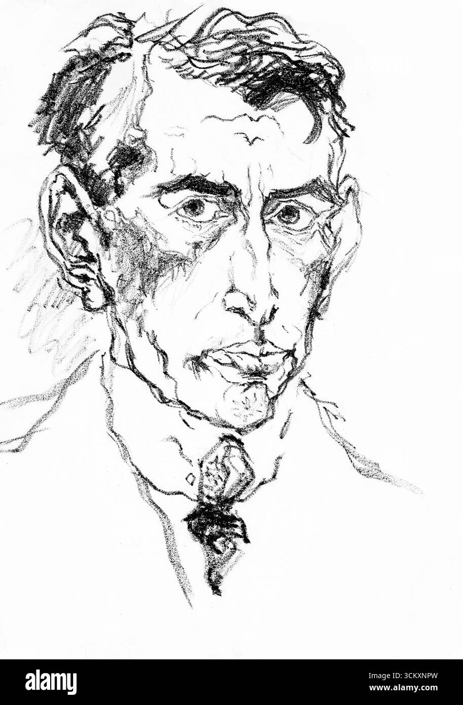 Autoportrait par Arnold Peter Weisz Kubincan - oeuvre figurative expressionniste moderniste slovaque, début du XXe siècle Banque D'Images