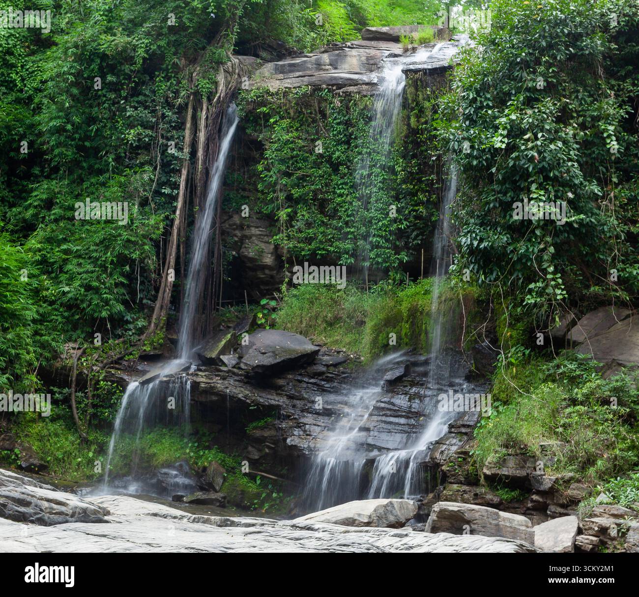 Cascade de Mae sa Pok. Cascade étonnante dans la province de Chiang mai, Thaïlande du Nord. Banque D'Images