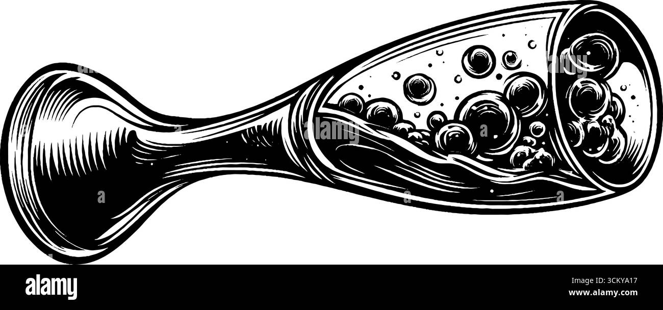 Flûte élégante avec des bulles scintillantes pour les thèmes de célébration. Illustration de Vecteur