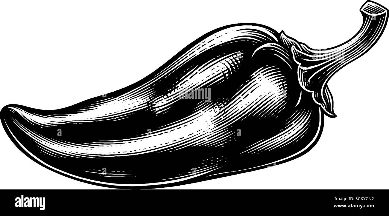 Piment noir et blanc avec design de pointe courbée pour l'art et la décoration. Illustration de Vecteur