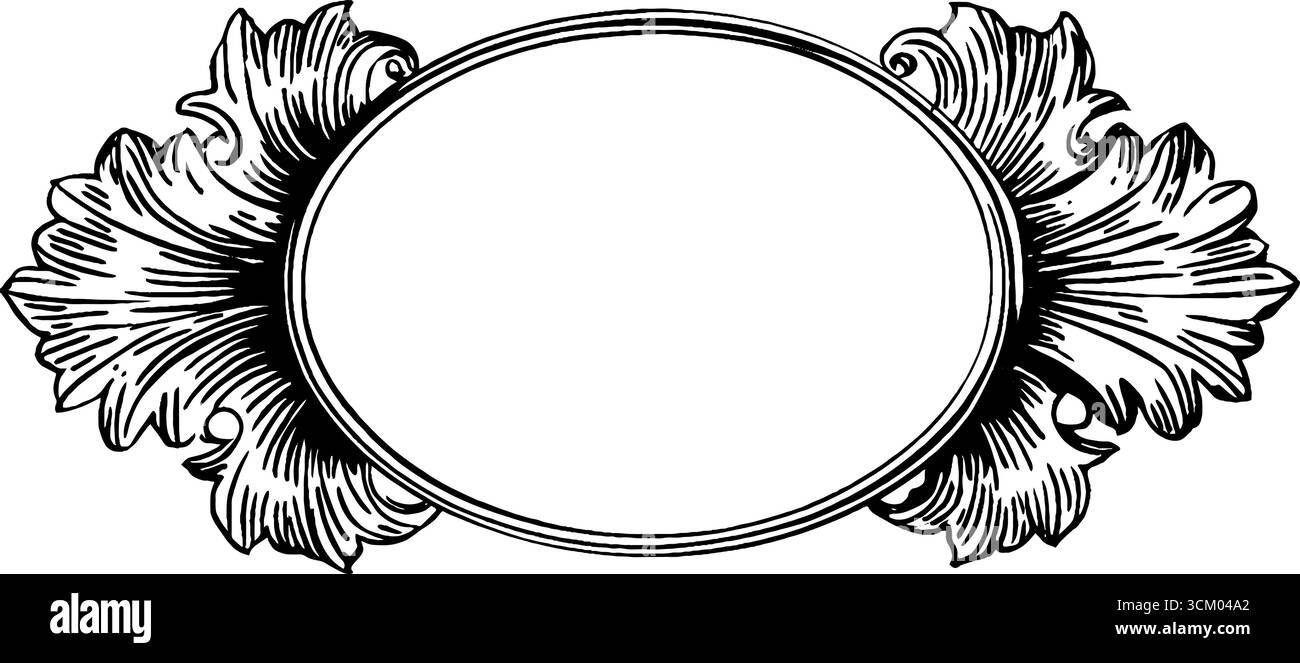 Design de cadre circulaire en mosaïque noire et blanche vintage pour une utilisation décorative élégante. Illustration de Vecteur