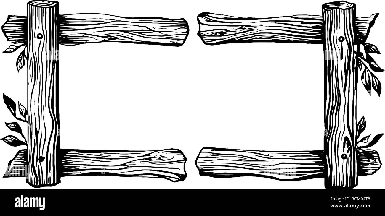 Cadre en bois carré rustique avec joints de cheville - conception artisanale pour affiches ou cartes. Illustration de Vecteur