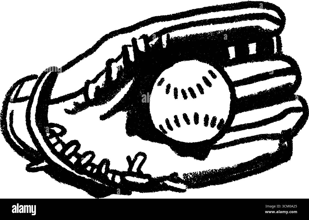 Gant de baseball vintage et croquis de balle usée pour la conception sportive. Illustration de Vecteur