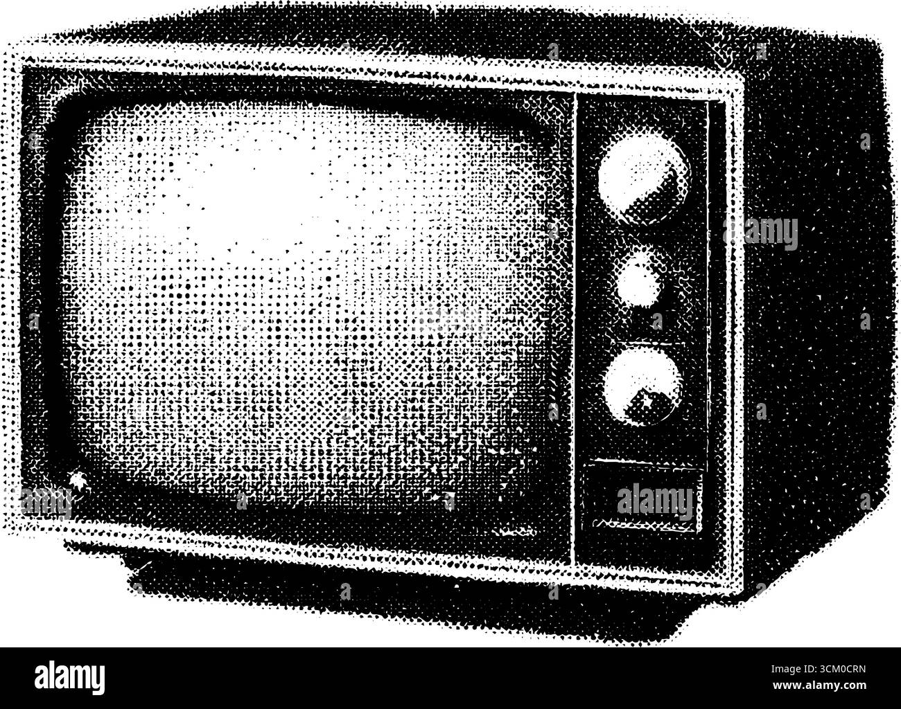 Téléviseur analogique rétro avec boutons et effet demi-ton. Illustration de Vecteur