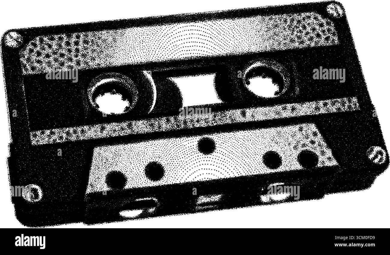 Design de cassette demi-ton grunge vintage pour des thèmes de musique rétro. Illustration de Vecteur