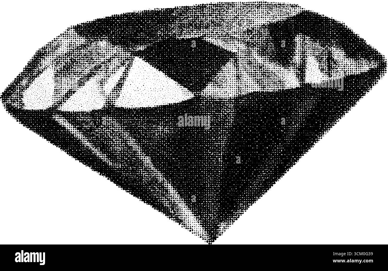 Bague solitaire en diamant vintage dans un style artistique demi-ton pour un design rétro. Illustration de Vecteur