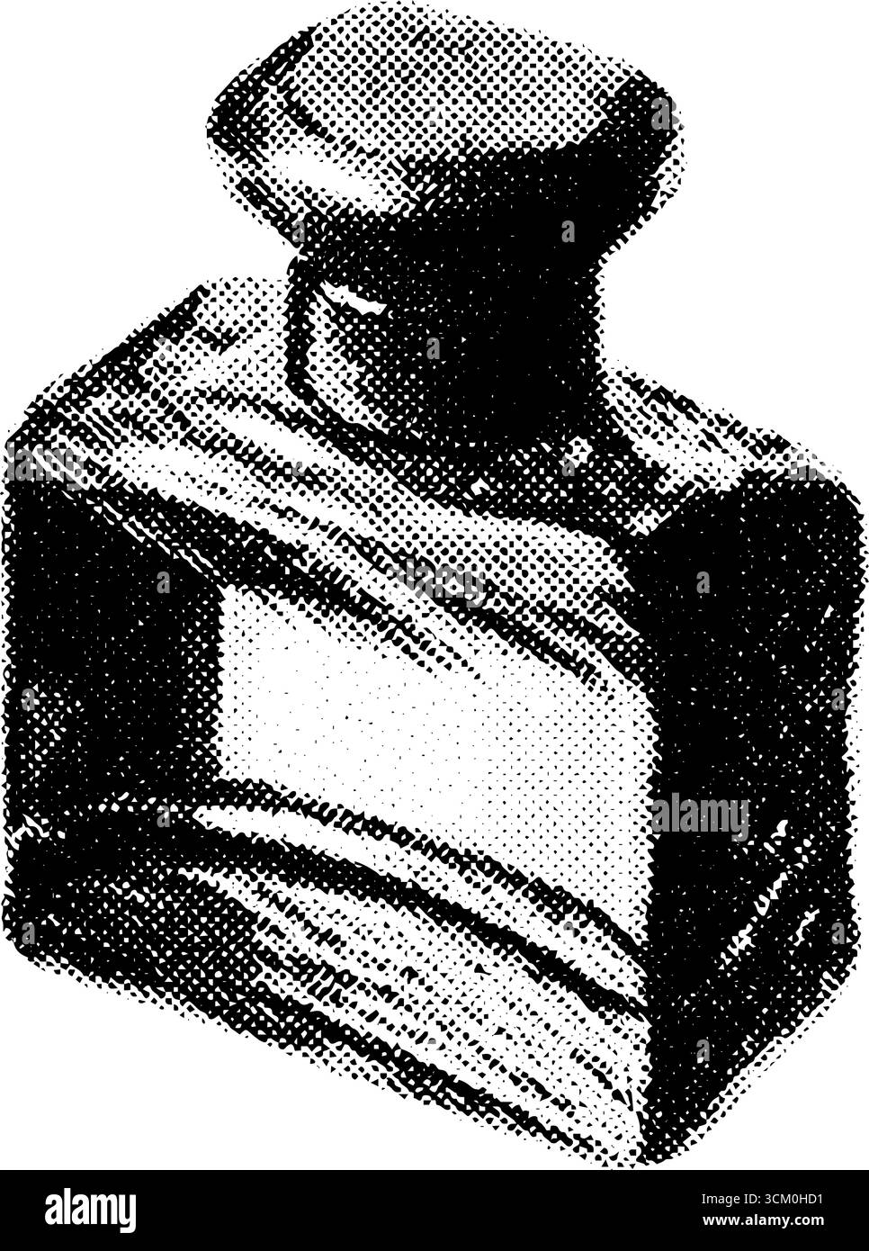 Bouteille de parfum vintage dans le style pop art avec un design de texture de points demi-teinte. Illustration de Vecteur