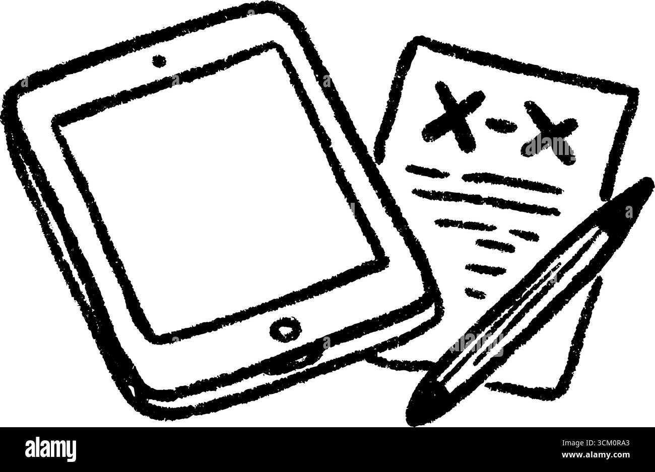 Croquis créatif de tablette numérique et stylet avec notes mathématiques pour l'inspiration artistique. Illustration de Vecteur