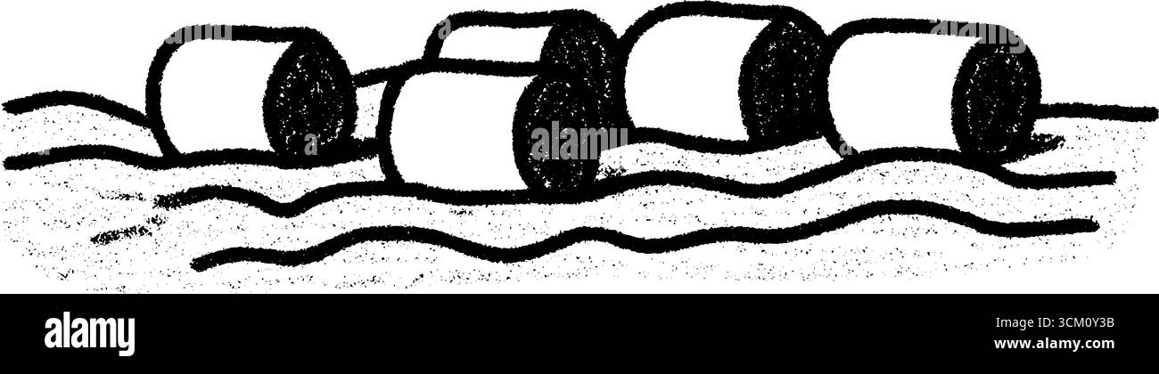 Croquis dessiné à la main de balles de foin sur le champ récolté pour la conception rustique de la ferme. Illustration de Vecteur