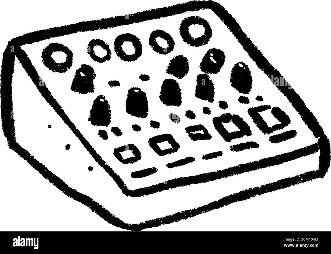 Croquis dessiné à la main d'un panneau de cabine d'ingénieur du son avec boutons et boutons. Illustration de Vecteur