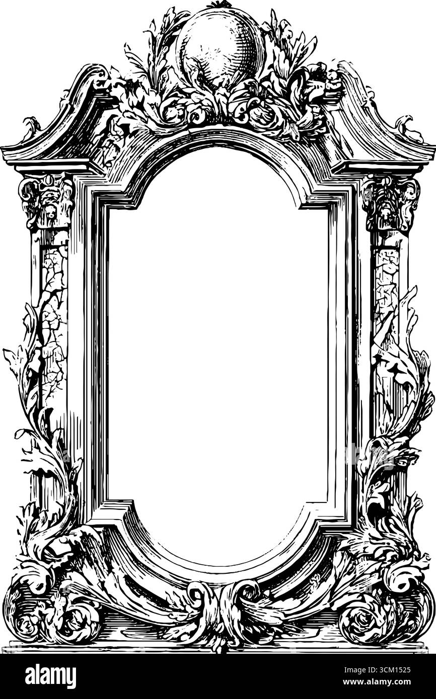 Vintage cadre romain antique avec feuilles de laurier et design de fissure de pierre pour le classique Illustration de Vecteur