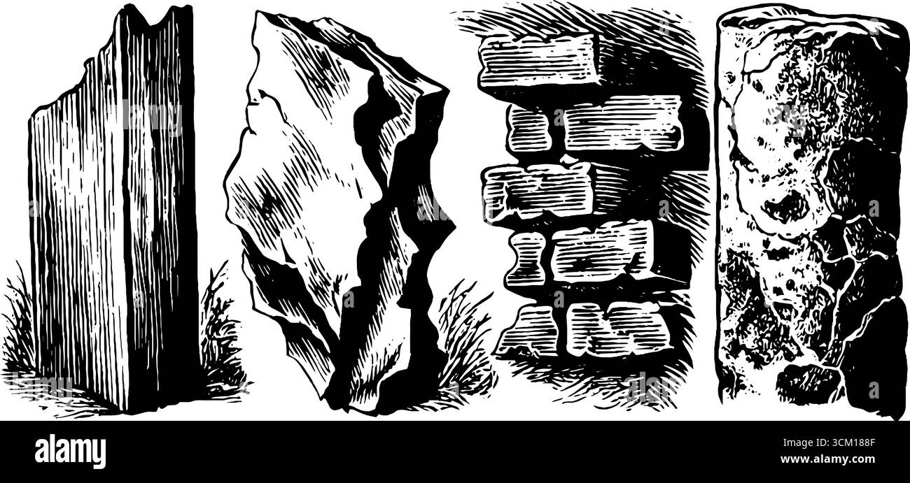 Fragments de mur fissurés et fresques pelées croquis pour un design vintage. Illustration de Vecteur