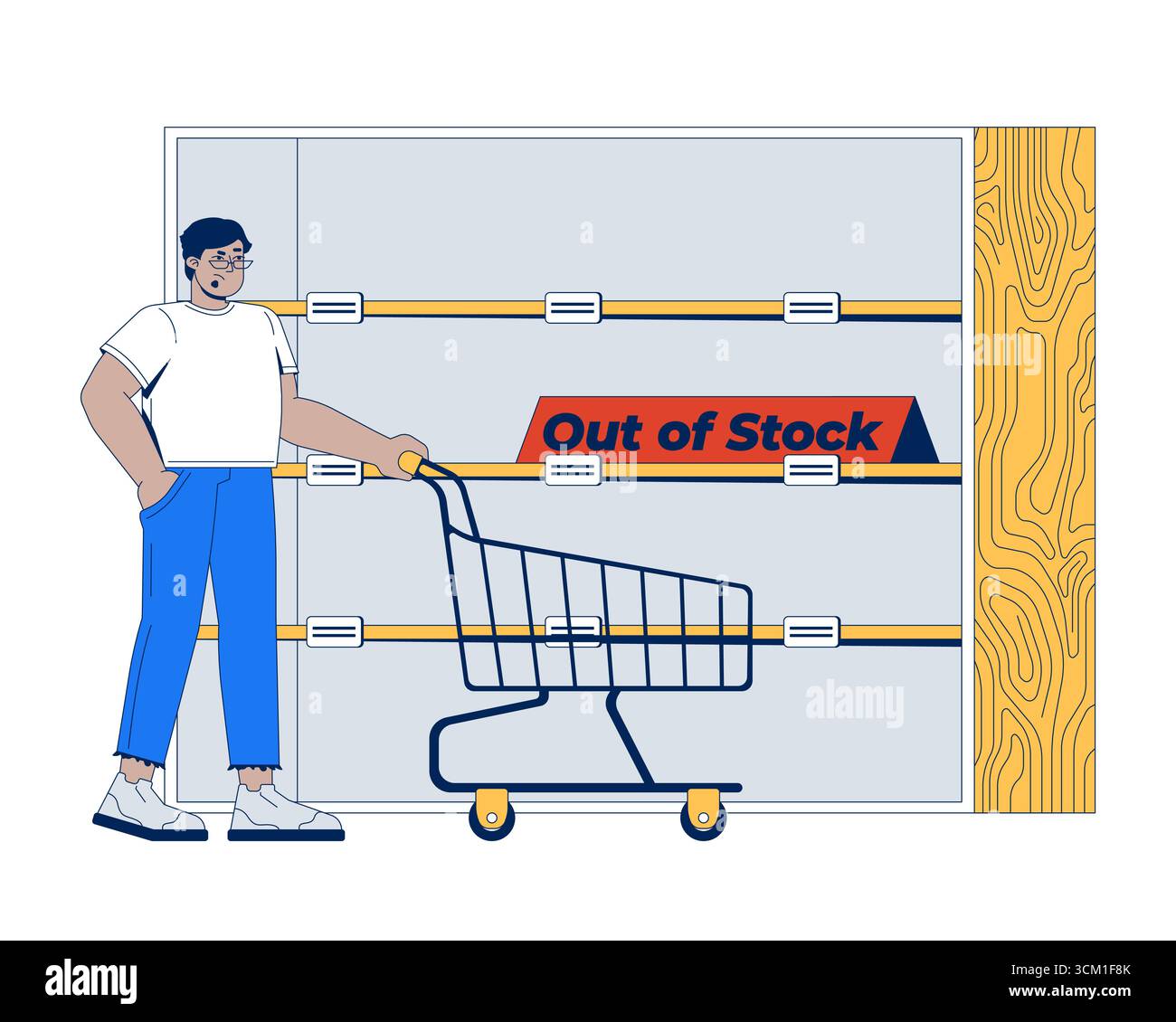 Étagères en rupture de stock en magasin concept d'illustration 2D. Illustration de Vecteur