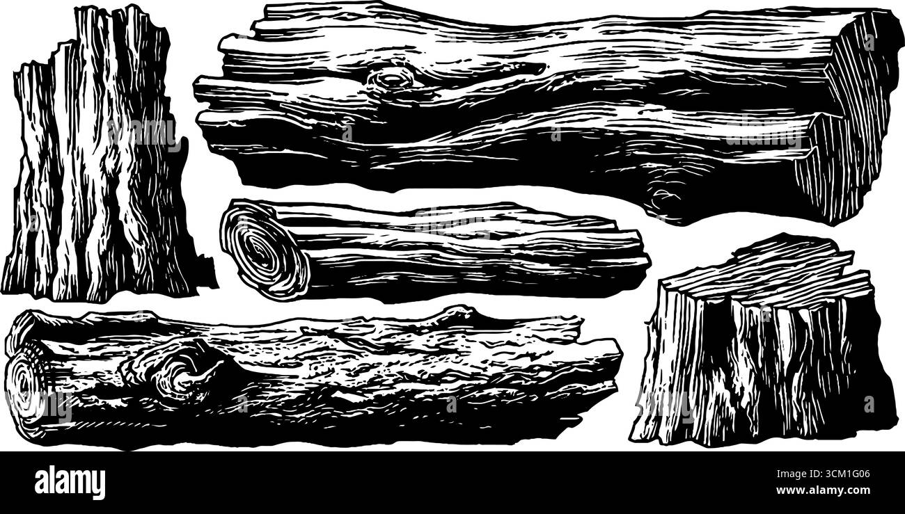 Textures en bois dessinées à la main vintage pour le design et la décoration. Illustration de Vecteur