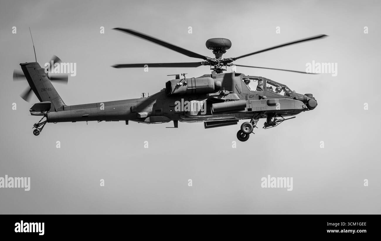 Army Air corps - Boeing AH-64E Apache, aéroporté au Royal International Air Tattoo le 18 juillet 2025. Banque D'Images