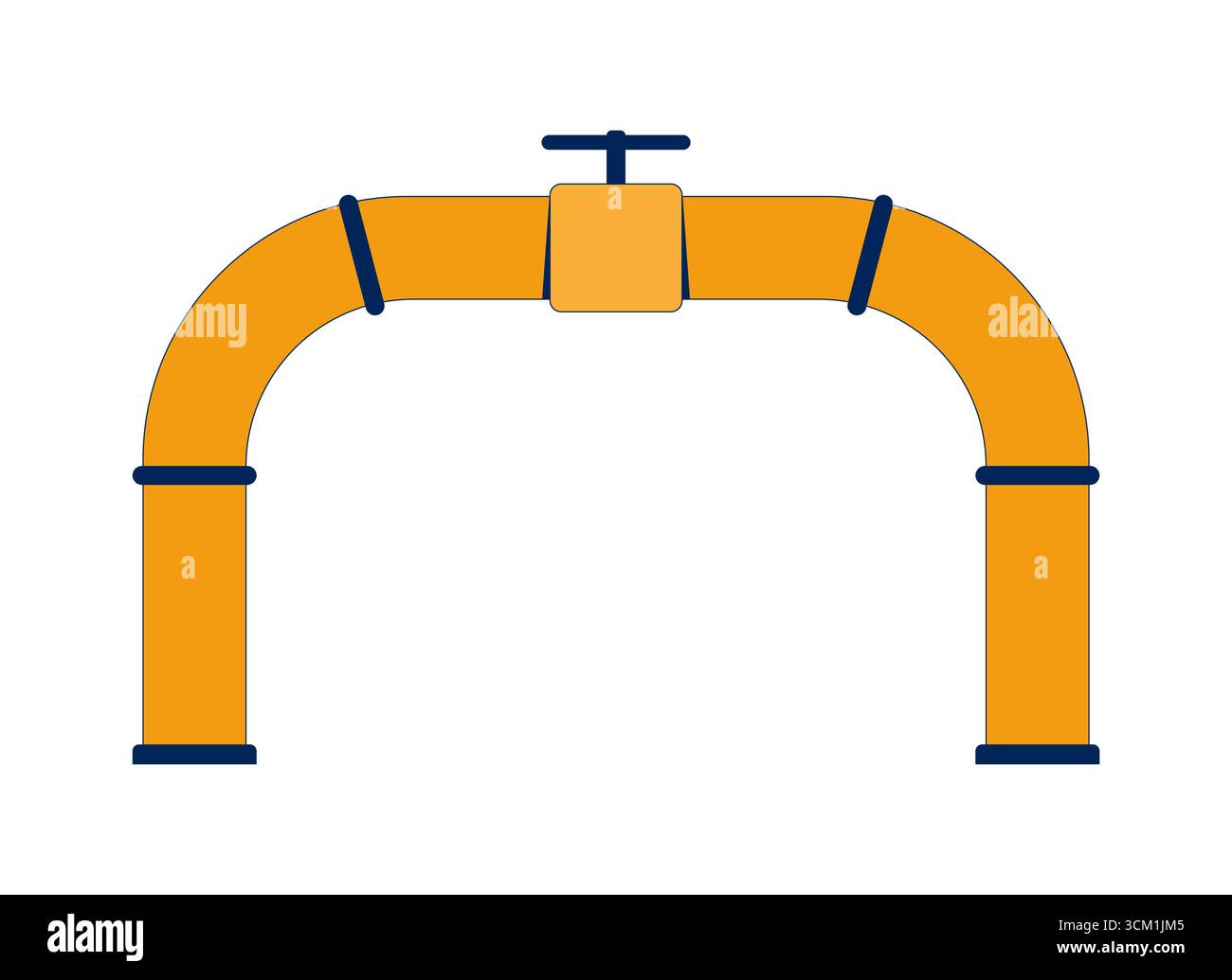 Gazoduc industriel avec vanne de commande objet de dessin animé 2D. Illustration de Vecteur