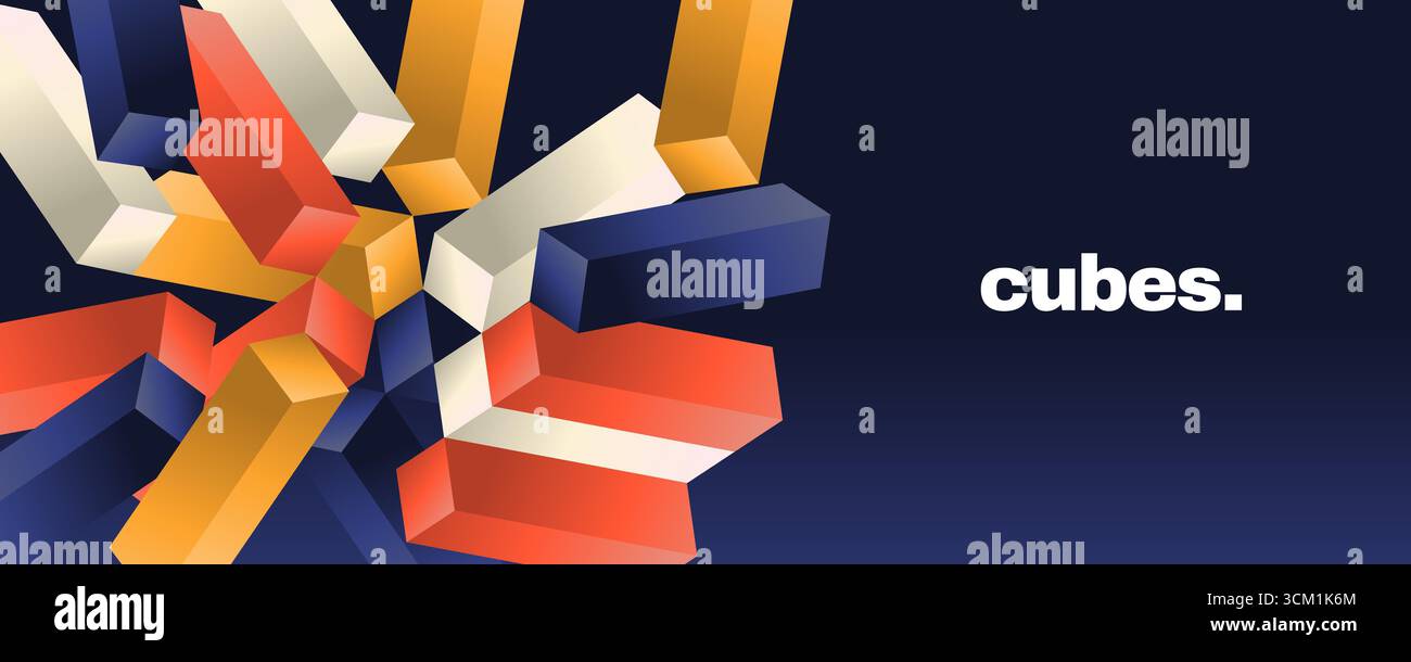 Fond géométrique abstrait avec des cubes colorés 3D pour la conception de présentation d'entreprise ou la toile de fond d'événement créatif Illustration de Vecteur