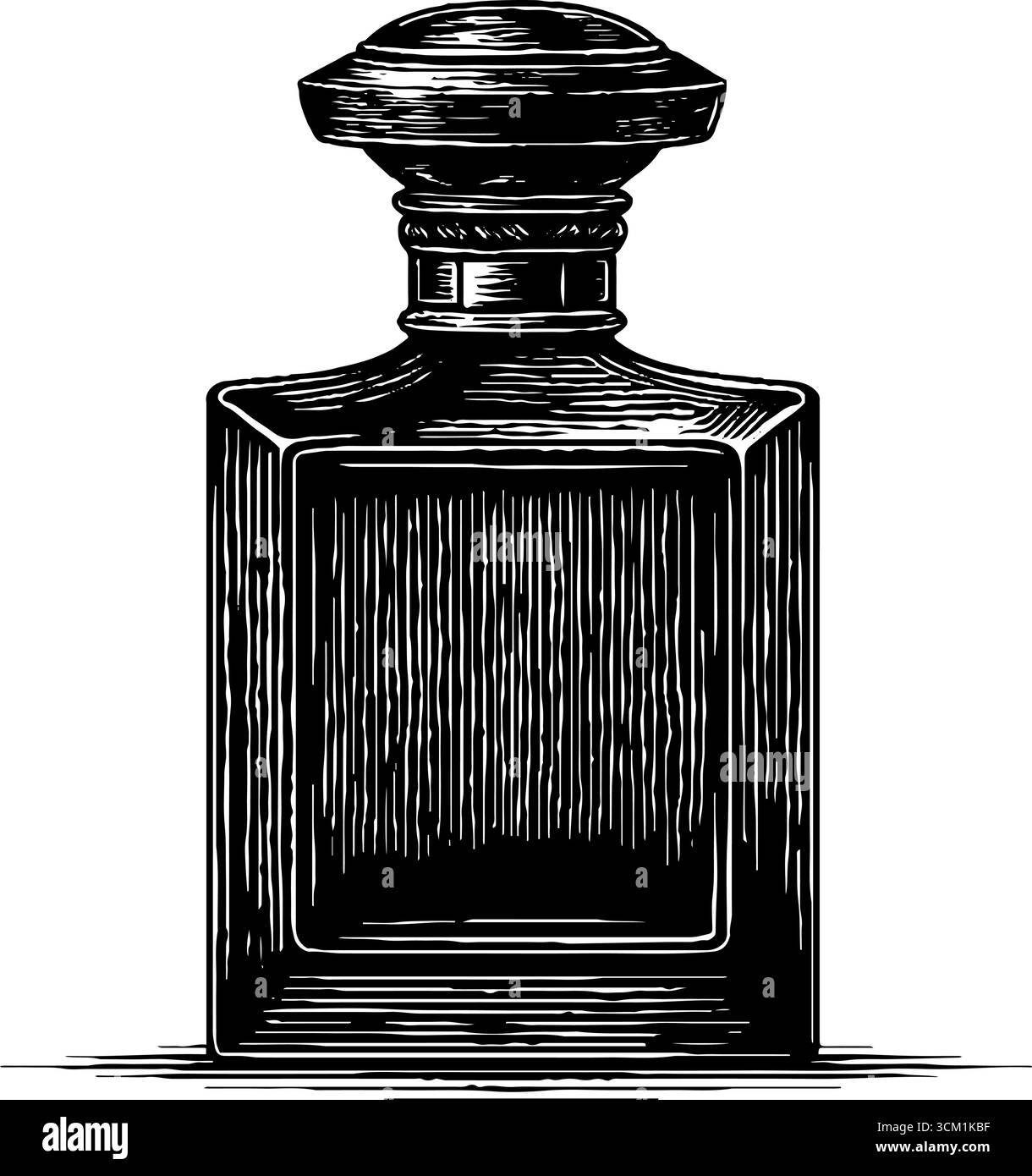 Design de gravure de bouteille de parfum vintage pour décor rétro et collectionneurs. Illustration de Vecteur