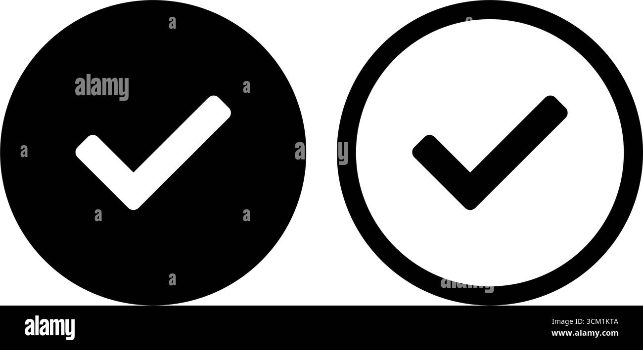 Une paire d'icônes monochromes vectorielles circulaires, l'une remplie et l'autre encadrée, conçues pour les éléments d'interface utilisateur, les formulaires Web et les projets de conception d'interface utilisateur UX. Illustration de Vecteur