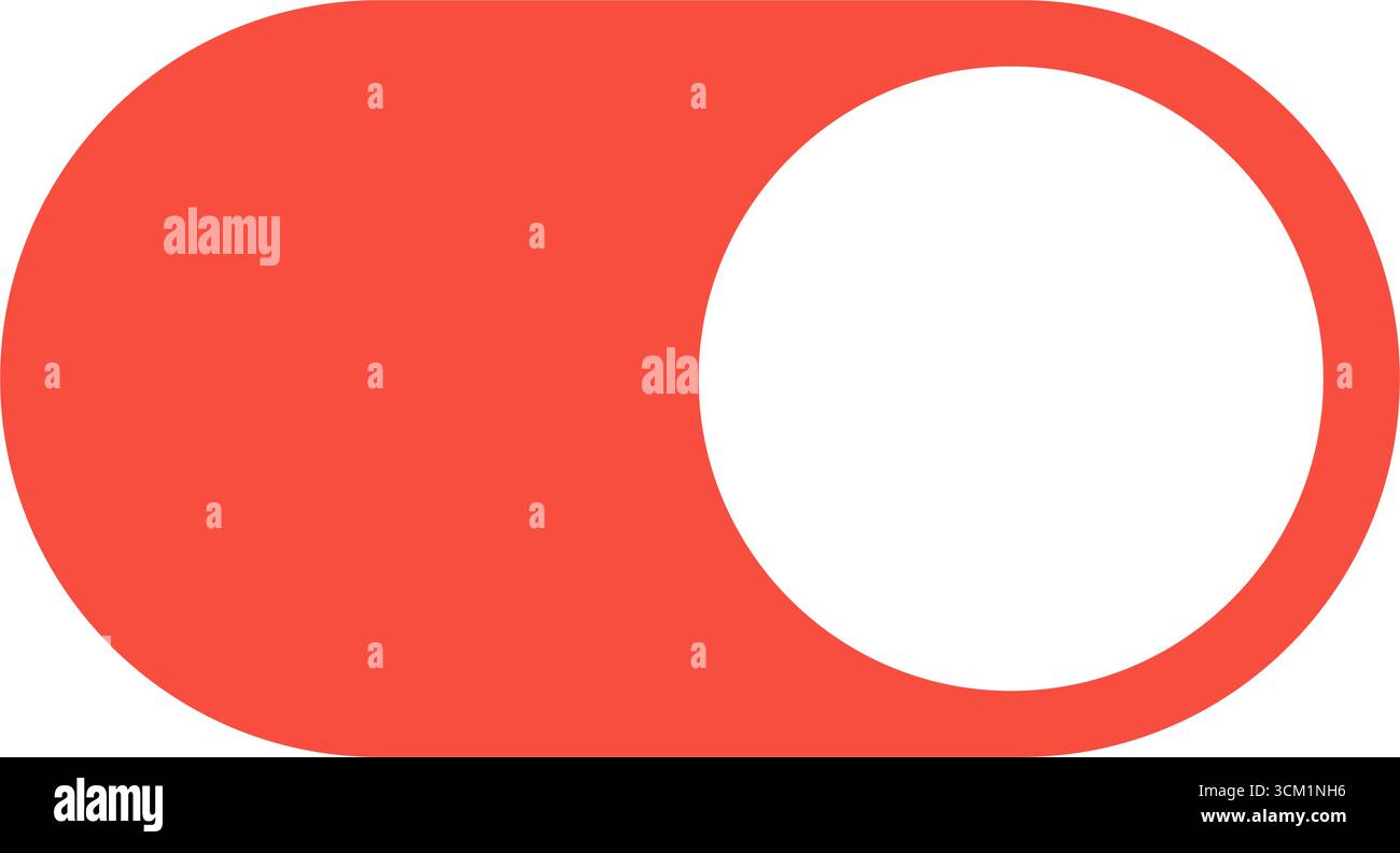 Interrupteur à bascule rouge moderne à conception plate à l'état ON. Vecteur modifiable pour la conception d'interface utilisateur, les applications et les interfaces Web. Illustration de Vecteur