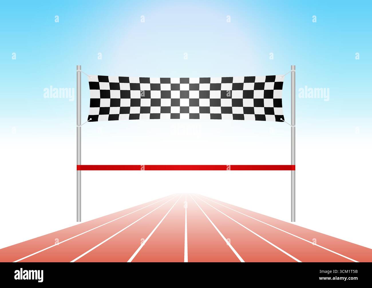 Piste de course ou piste d'athlète avec ligne de départ ou d'arrivée. Illustration vectorielle. Illustration de Vecteur