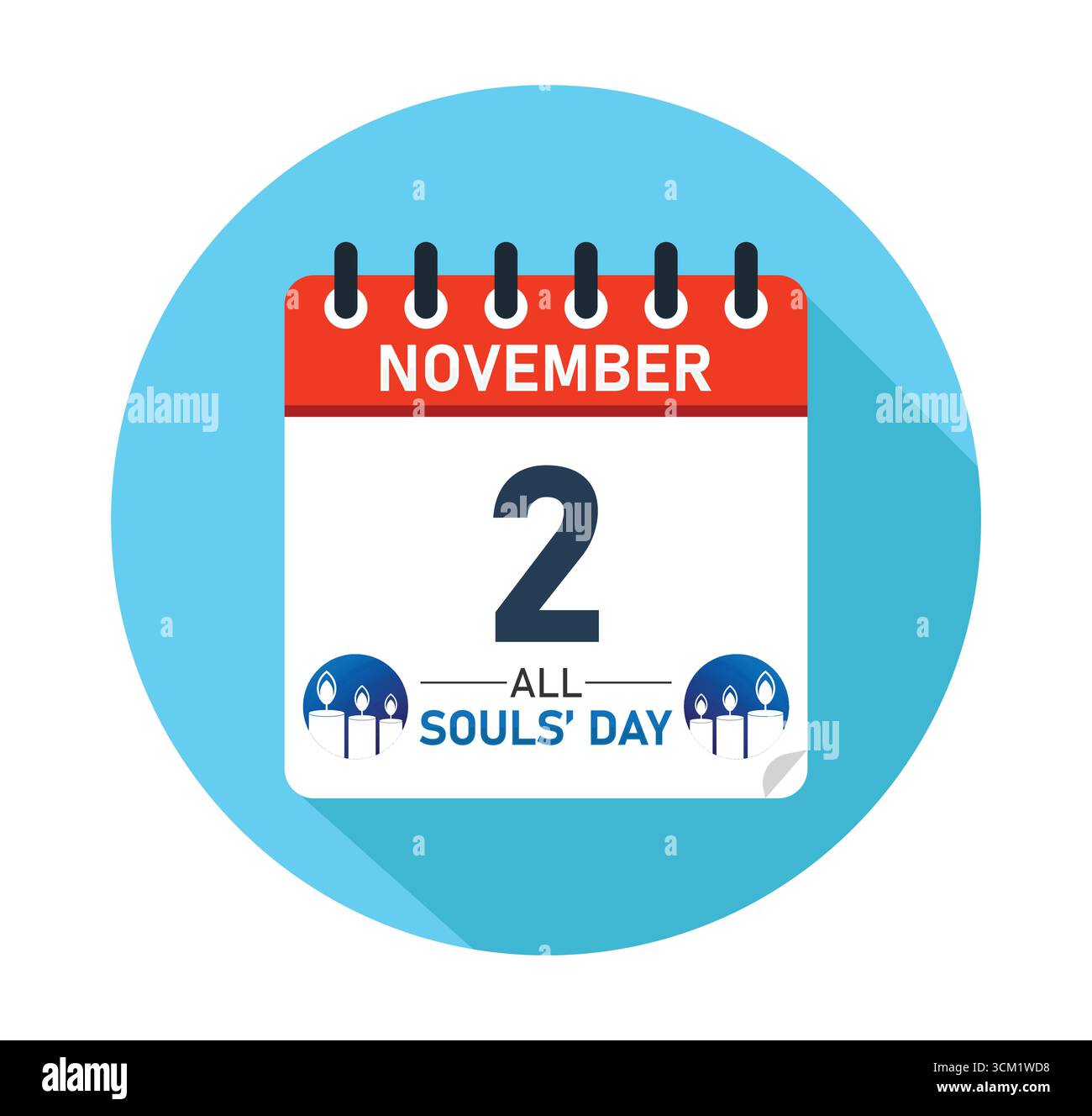 Conception graphique du calendrier de la journée de la All Souls le 2 novembre. bannière pour publication sur les médias sociaux. Illustration vectorielle Illustration de Vecteur