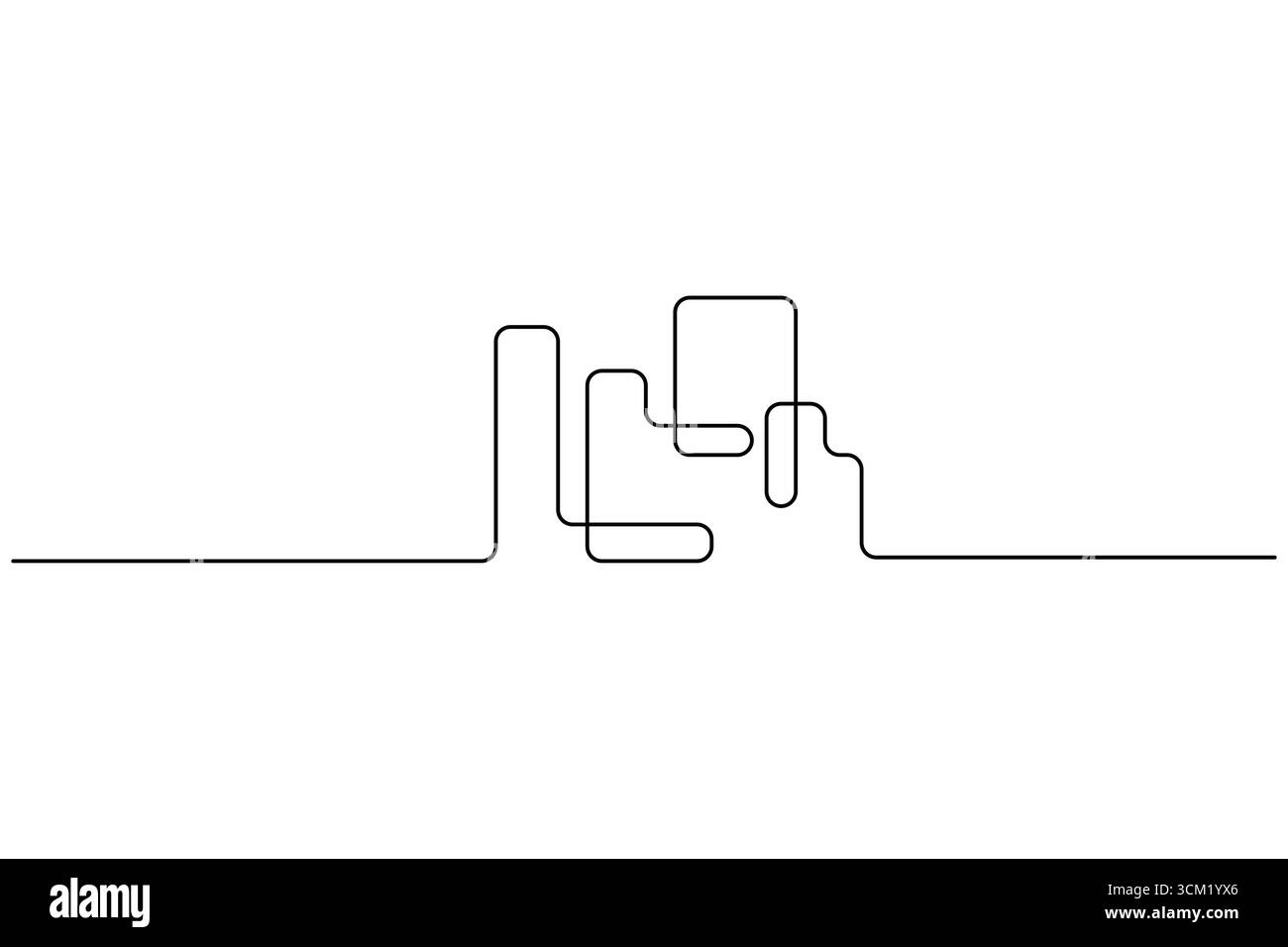 Dessin d'une ligne d'immeuble de bureaux contemporain Illustration de Vecteur